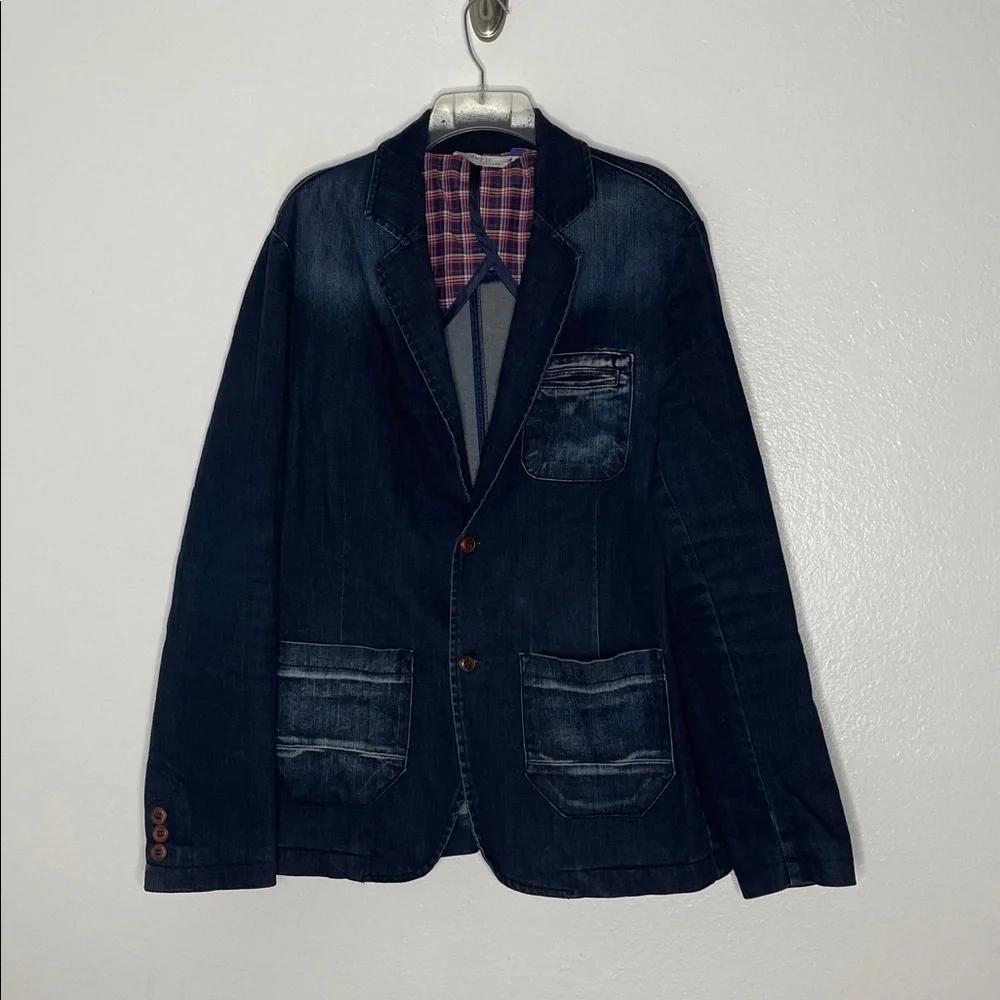 RNT 23 London Jeans Men's Denim Cotton Stretch Blazer Size XL